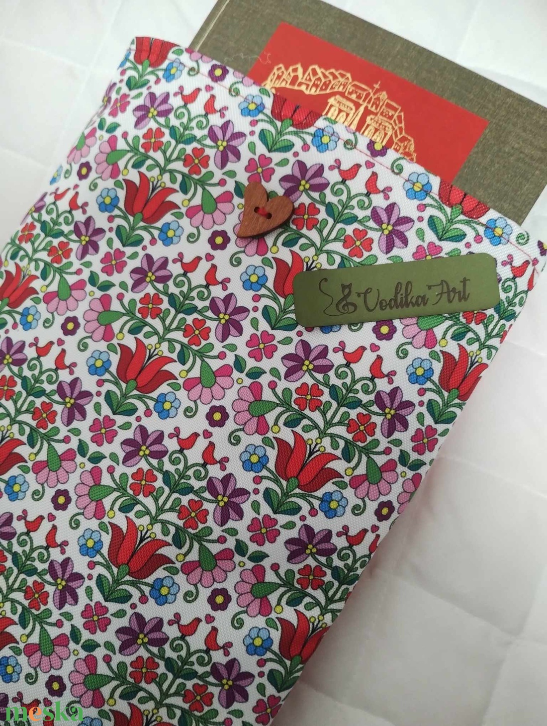 Könyvtok, népies jellegű, színes tulipános - könyv & zene - könyvtok - Meska.hu