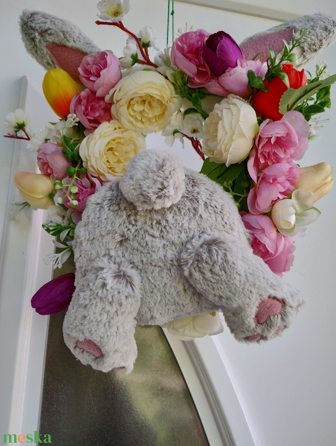 Nyuszipopó kopogtató - ünnepi díszek, dekorációk - húsvéti díszek és dekorációk - húsvéti ajtódísz, kopogtató - Meska.hu