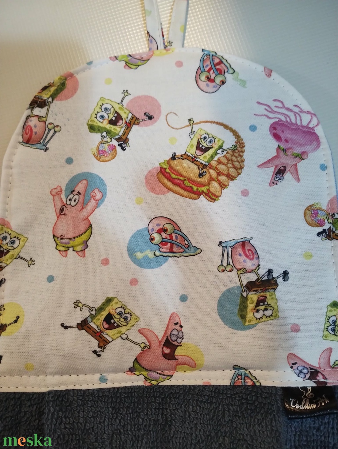 Baba törölköző, ovis törölköző, Spongya Bob és Kocka Nadrág - otthon & életmód - fürdőszoba - törölköző - Meska.hu