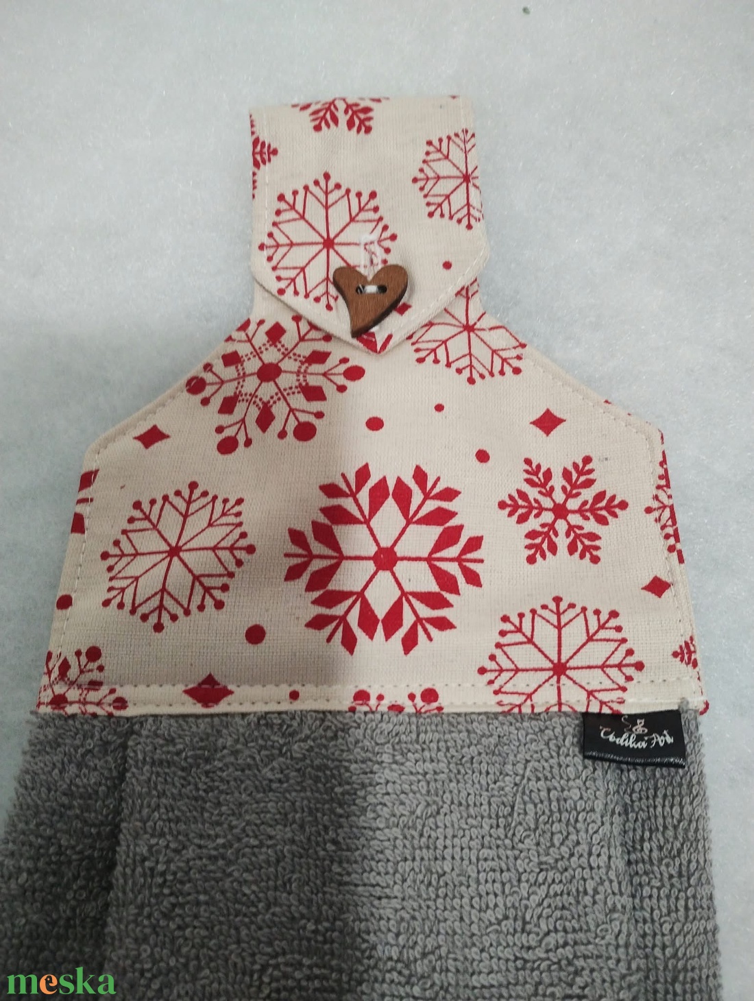 Konyhai törlő, hópelyhek pirosban.... - otthon & életmód - konyhafelszerelés, tálalás - konyhai textil - konyharuha & törlőkendő - Meska.hu