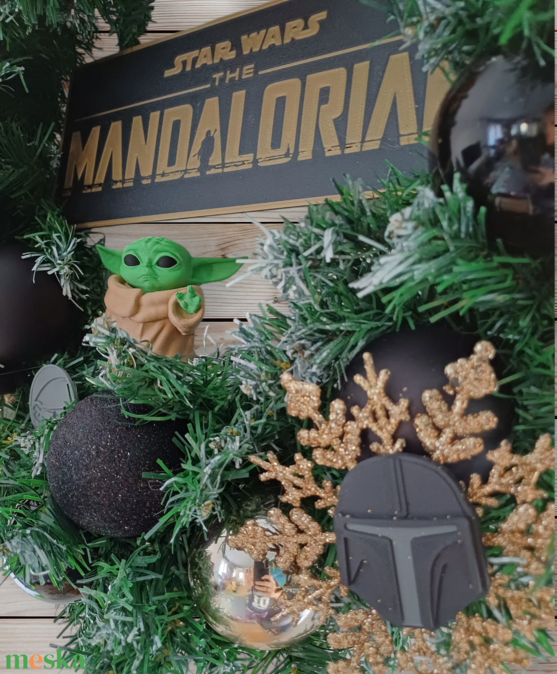 Mandalorian (Grogu) ajtódísz - karácsony - karácsonyi lakásdekoráció - karácsonyi ajtódíszek - Meska.hu