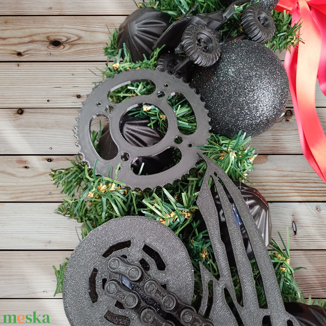 Karácsonyi motoros ajtódísz - karácsony - adventi díszek - adventi ajtódísz - Meska.hu
