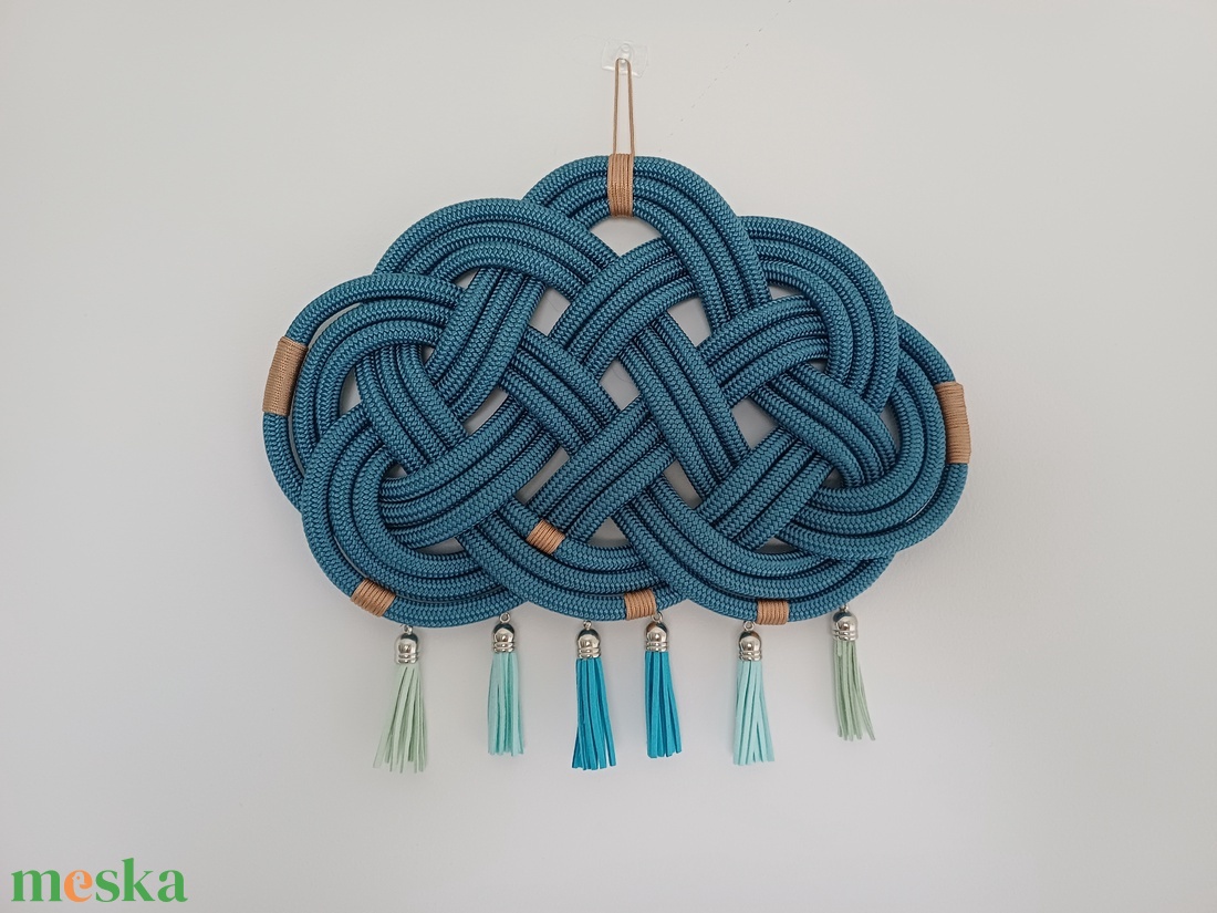 Csomózott kötél felhő falidísz - otthon & életmód - dekoráció - fali és függő dekoráció - falra akasztható dekor - Meska.hu