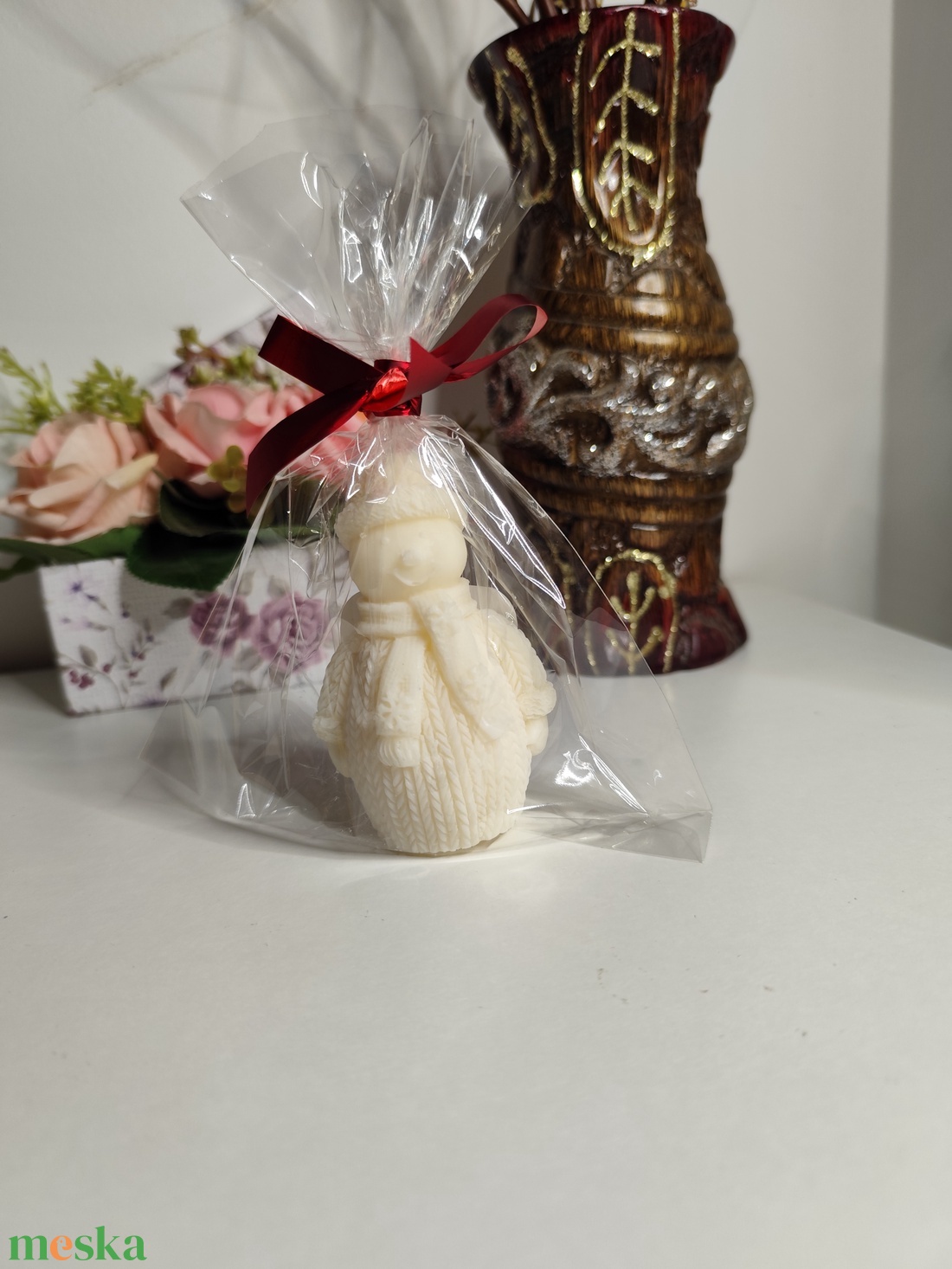 Hóember formagyertya - otthon & életmód - gyertya, illat, aroma - gyertya - Meska.hu