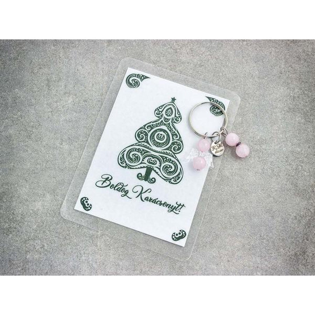 Boldog Karácsonyt kulcstartó rózsakvarccal -  - Meska.hu