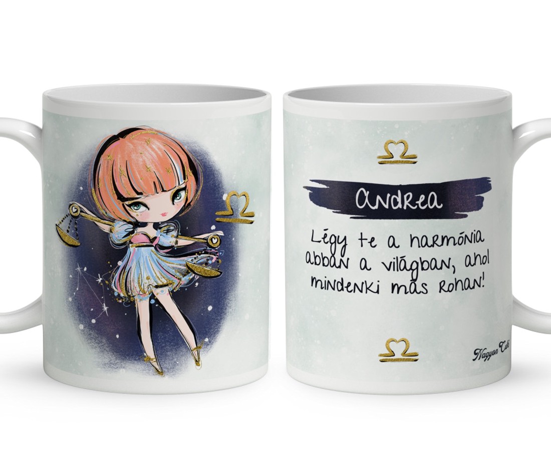 Személyre szabható - Vörös hajú Csini Mérleg lány mintás bögre - otthon & életmód - konyhafelszerelés, tálalás - tálalás - bögre & csésze - Meska.hu