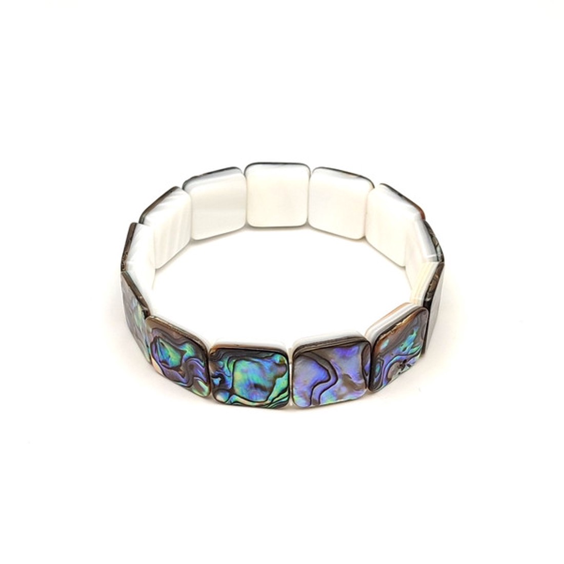 Gyöngyház kagyló négyzet ásvány karkötő 16�16mm - ékszer - karkötő - ásványkarkötő - Meska.hu