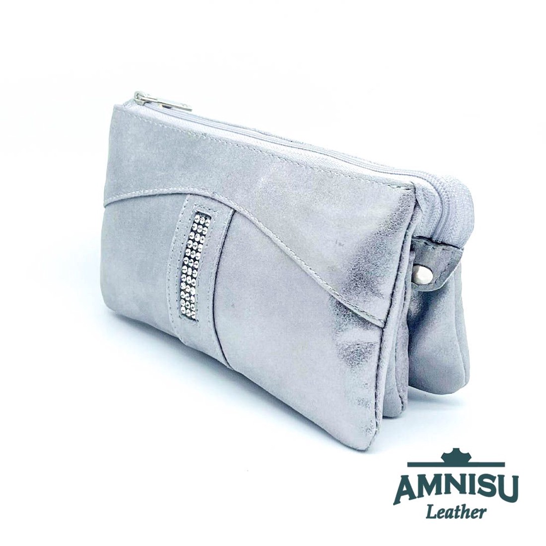 Csillámos ezüst egyenes swarovski köves női pénztárca G1004 - táska & tok - pénztárca & más tok - pénztárca - női pénztárca - Meska.hu