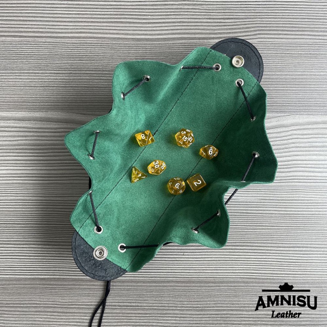 2in1 szütyő és kockatálca - fekete - zöld - játék & sport - táblajáték és kártyajáték - társasjátékok - dobókocka - Meska.hu