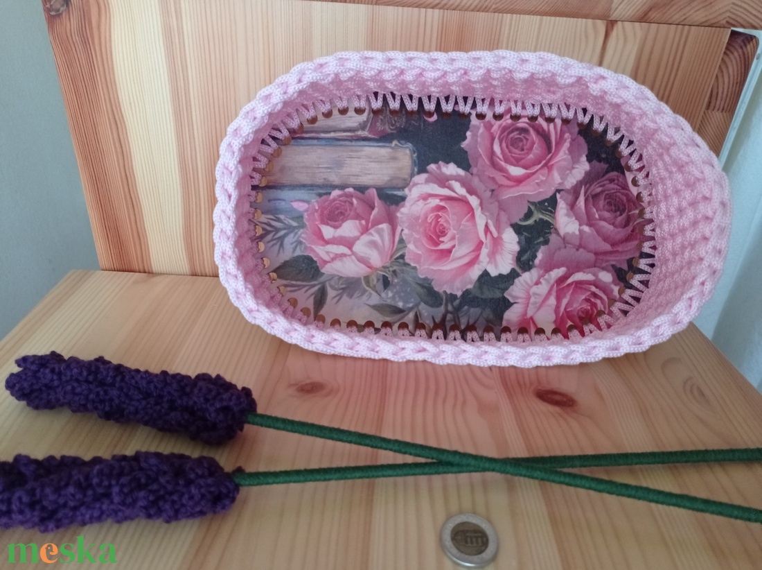 Horgolt pink bármitartó - otthon & életmód - dekoráció - dísztárgy - Meska.hu