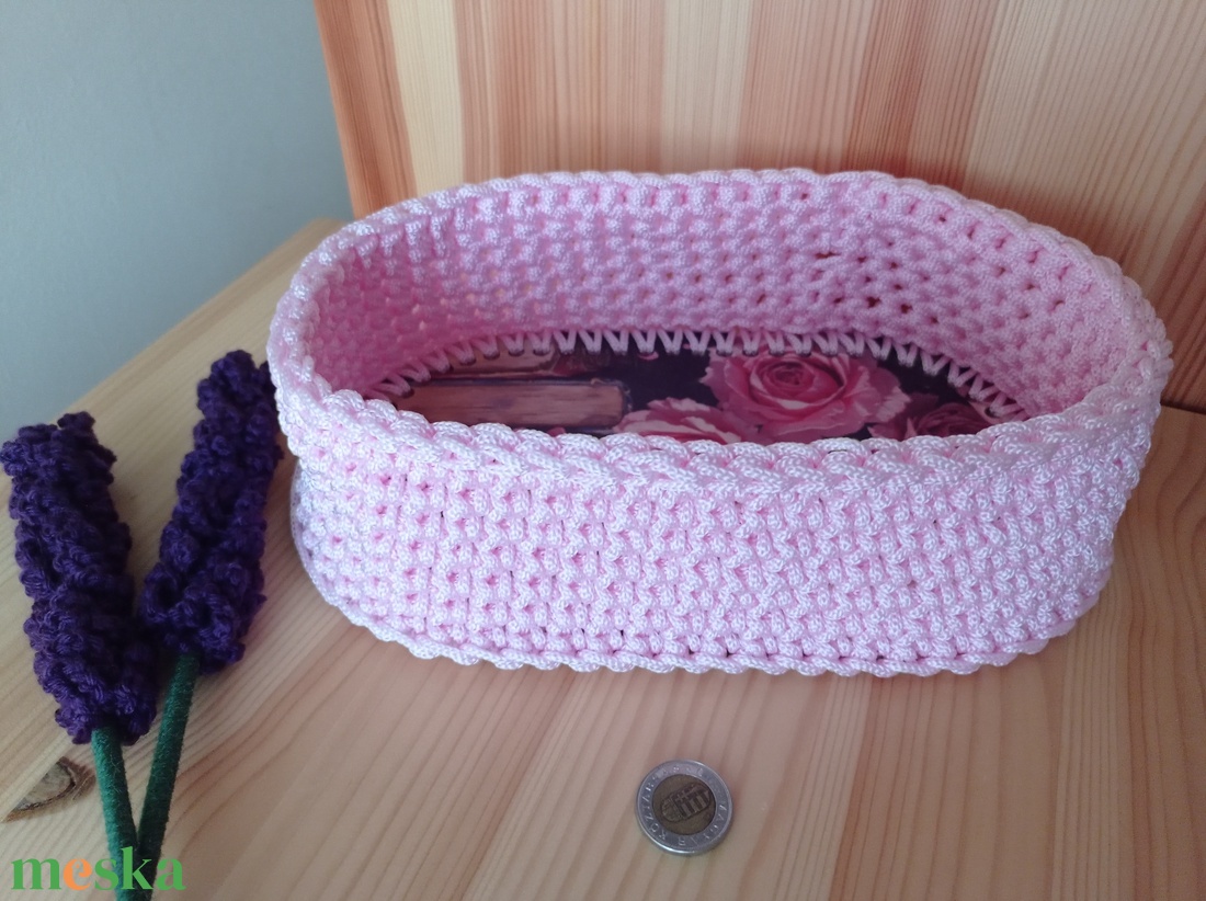 Horgolt pink bármitartó - otthon & életmód - dekoráció - dísztárgy - Meska.hu