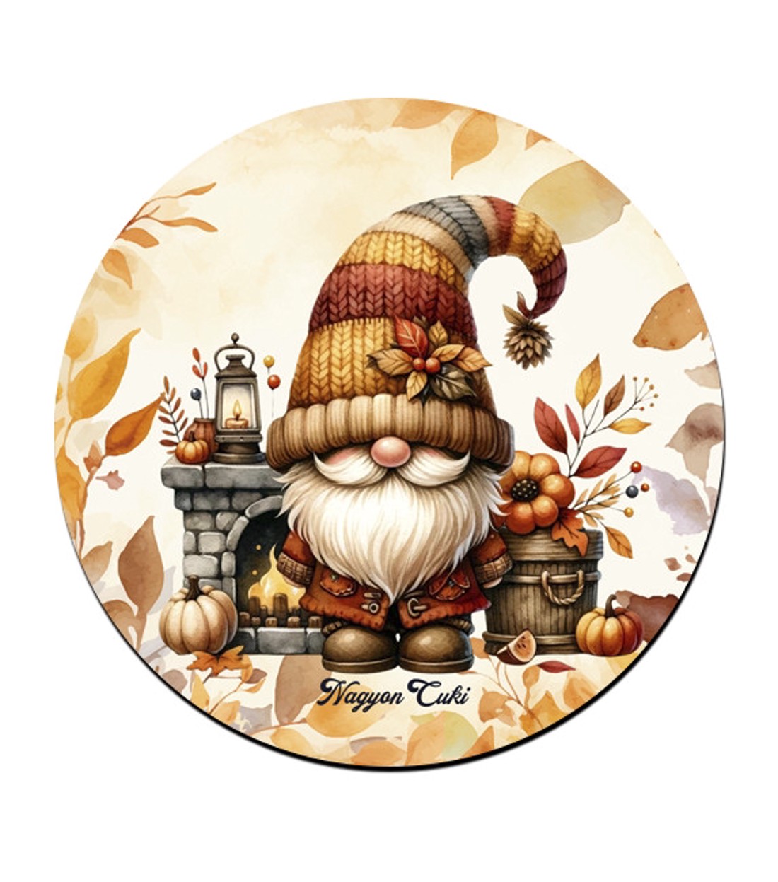 Kandallós őszi manó mintás bögre alátét -  - Meska.hu