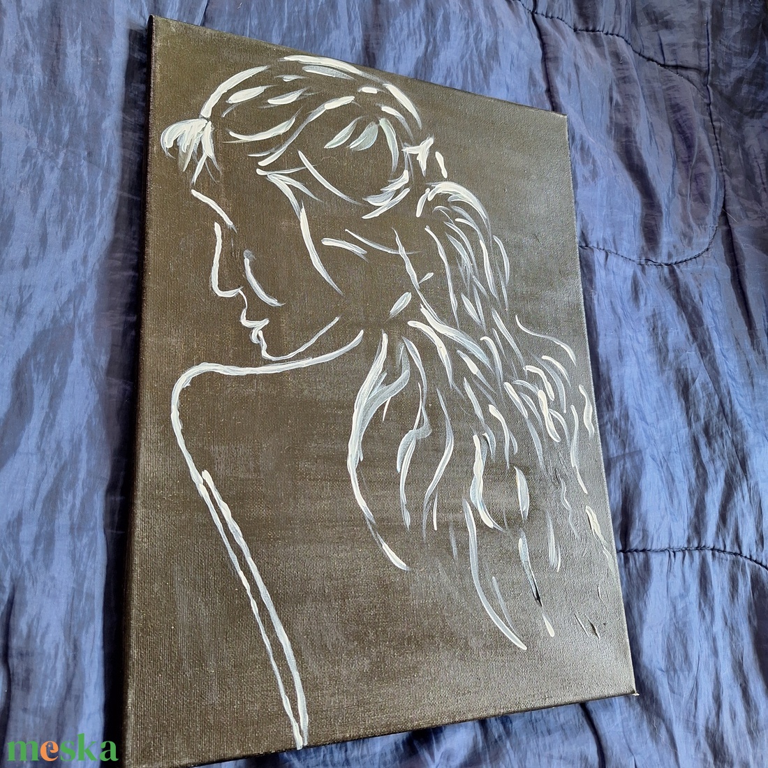 Fekete-fehér hölgy - művészet - festmény - akril - Meska.hu Fekete-fehér hölgy - művészet - festmény - akril - Meska.hu