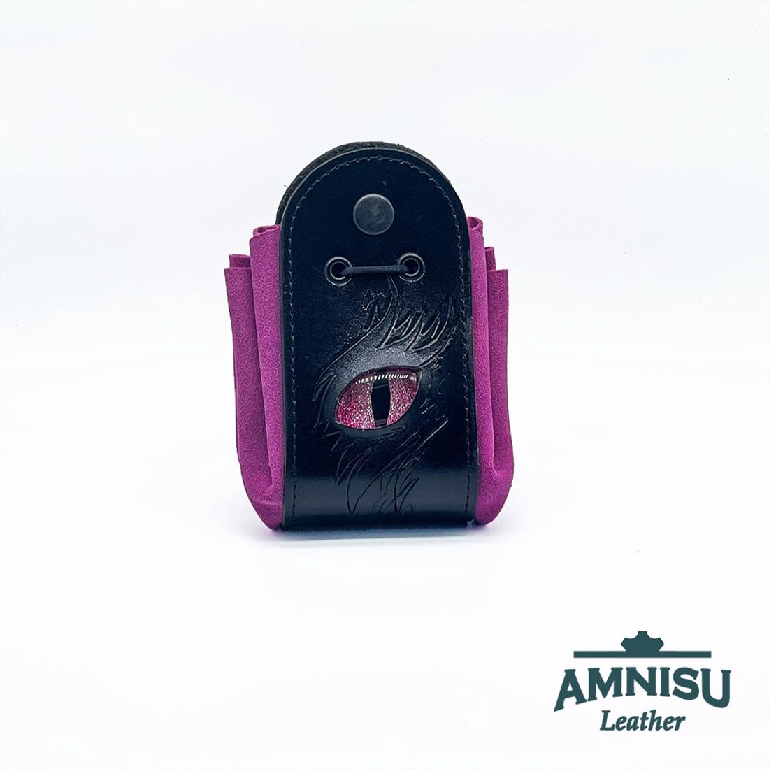 Fekete - pink sárkányszemes bőr 2in1 szütyő és kockatálca - Loren - játék & sport - szerepjáték - Meska.hu