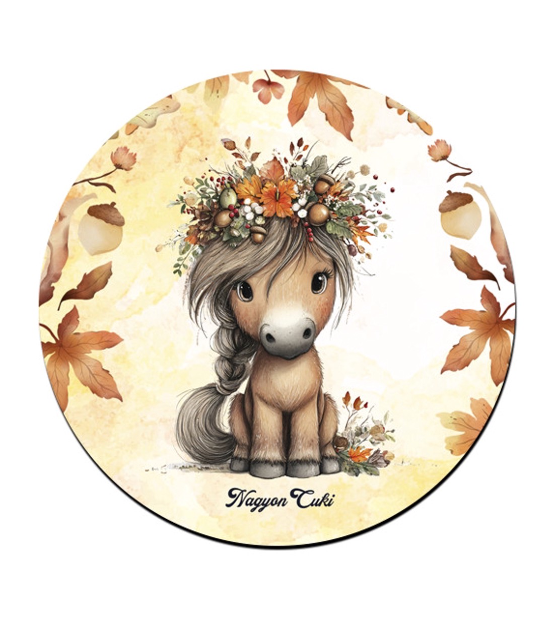 Cuki őszi virágkoszorús póni mintás pohár alátét -  - Meska.hu