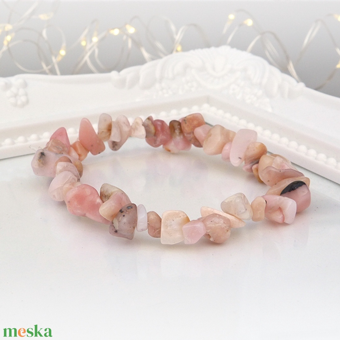 Rózsaopál ásványkarkötő - ékszer - karkötő - gyöngyös karkötő - Meska.hu