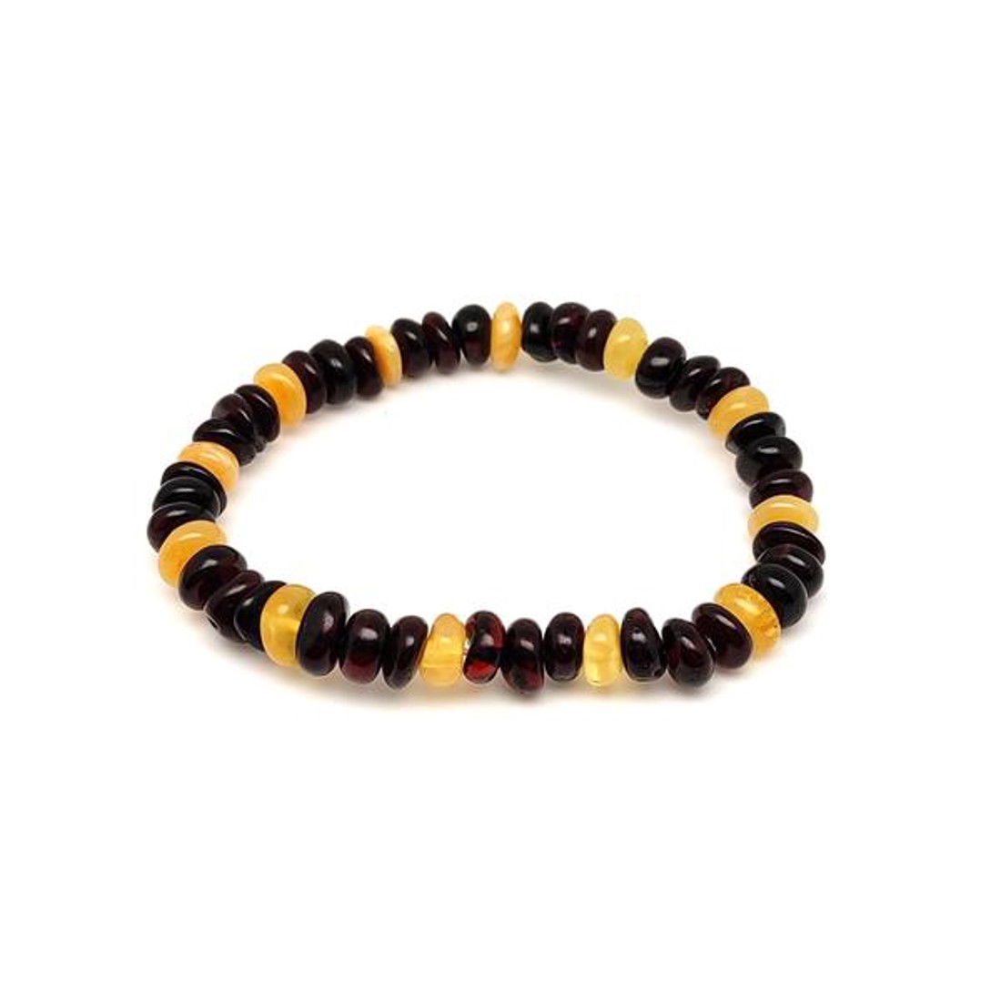 Borostyán kerek sötétbarna sárga splitter karkötő - ékszer - karkötő - ásványkarkötő - Meska.hu