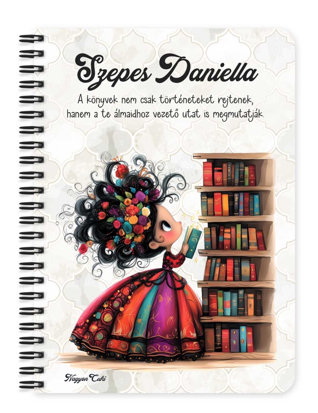 Személyre szabható - Cuki könyv hercegnő mintás A6-os füzet - otthon & életmód - papír, írószer - jegyzetfüzet & napló - Meska.hu