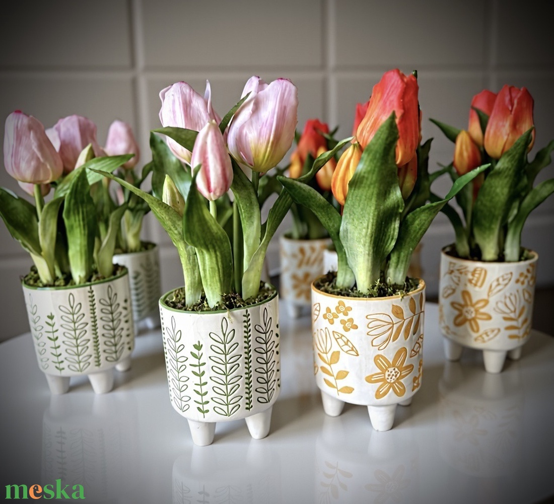 Real touch cserepes tulipán - otthon & életmód - virágdekoráció - virágdíszek - asztali virágdísz - Meska.hu