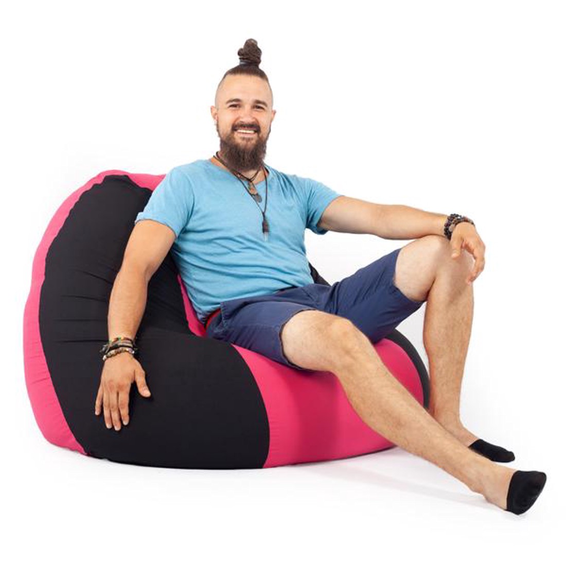 Fekete - Magenta Bicolor XXL Babzsákfotel -  - Meska.hu