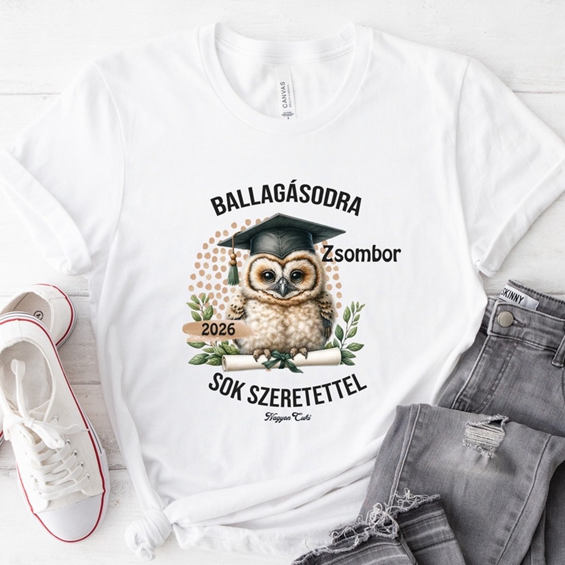 Névvel kérhető Bölcs Bagoly mintás póló Ballagásra -  - Meska.hu