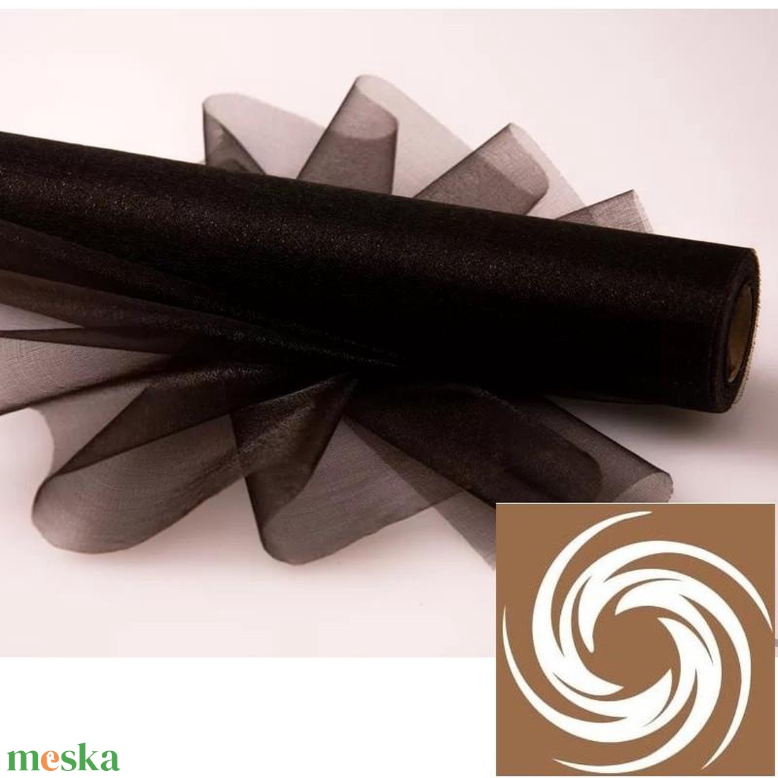 23,5 cm-es snow organza tekercs - fekete - kellékek & szerszámok - méteráru - dekorációs alapanyag - Meska.hu