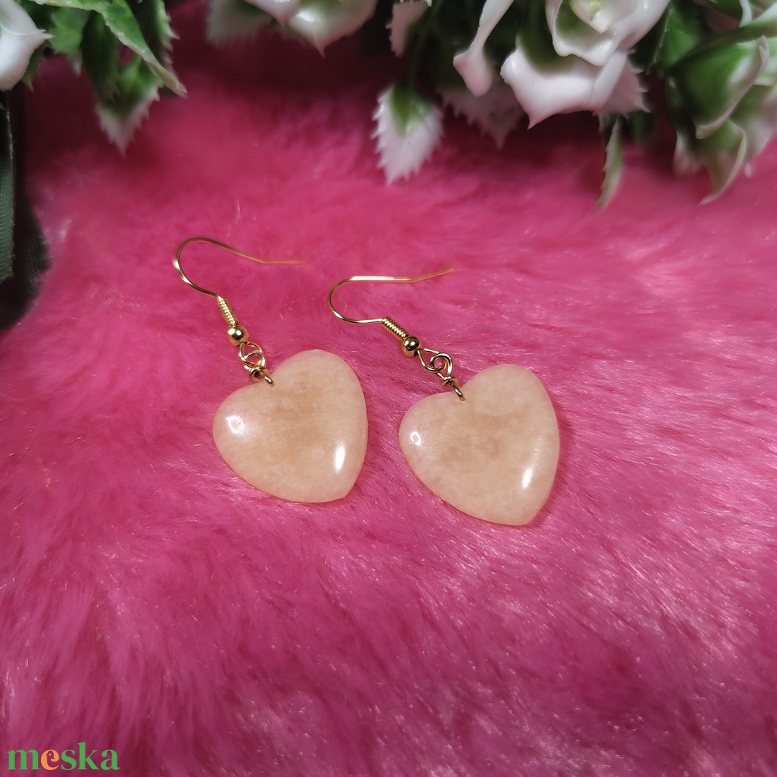 Szívecskés polyclay fülbevaló � áttetsző fehér - ékszer - fülbevaló - lógó fülbevaló - Meska.hu