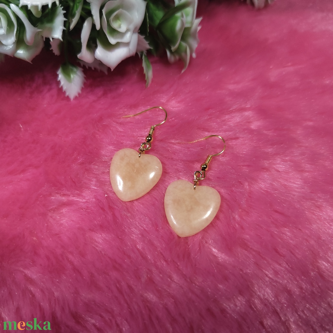 Szívecskés polyclay fülbevaló � áttetsző fehér - ékszer - fülbevaló - lógó fülbevaló - Meska.hu