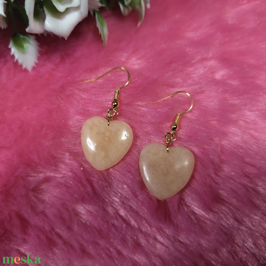 Szívecskés polyclay fülbevaló � áttetsző fehér - ékszer - fülbevaló - lógó fülbevaló - Meska.hu