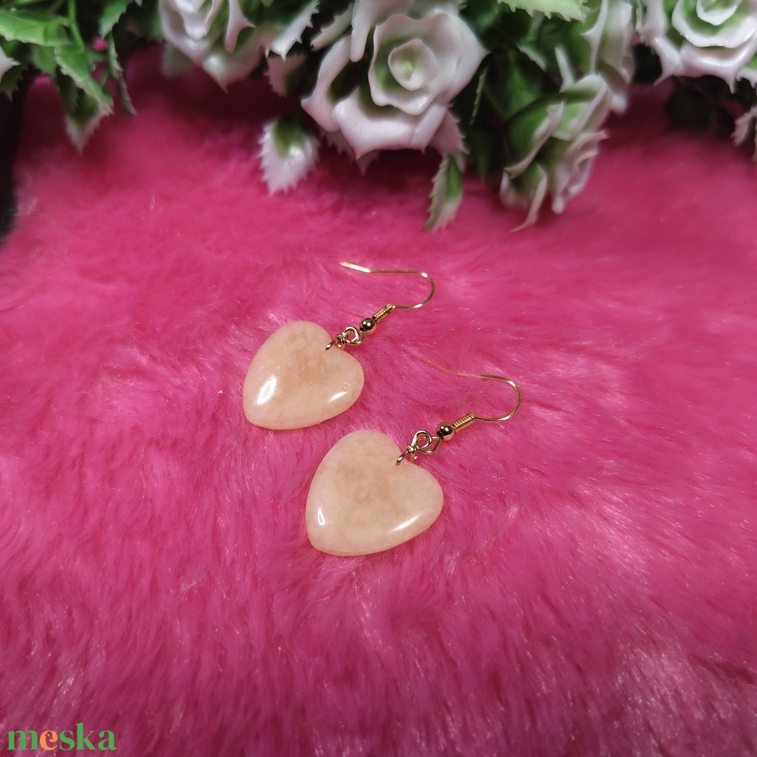 Szívecskés polyclay fülbevaló � áttetsző fehér - ékszer - fülbevaló - lógó fülbevaló - Meska.hu