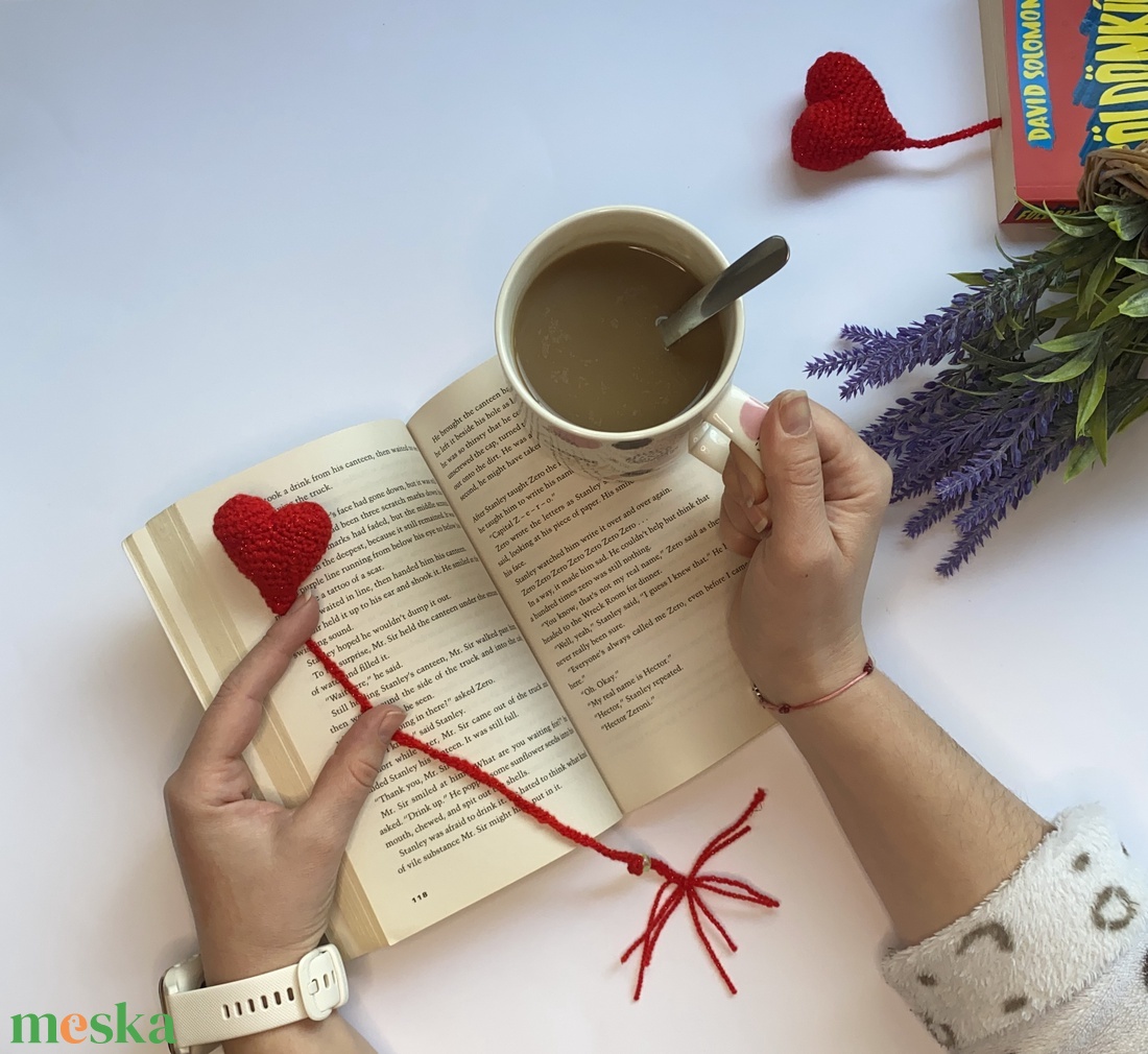 Szív alakú könyvjelző, ajándék Valentin-napra - diy (csináld magad) - egységcsomag - Meska.hu