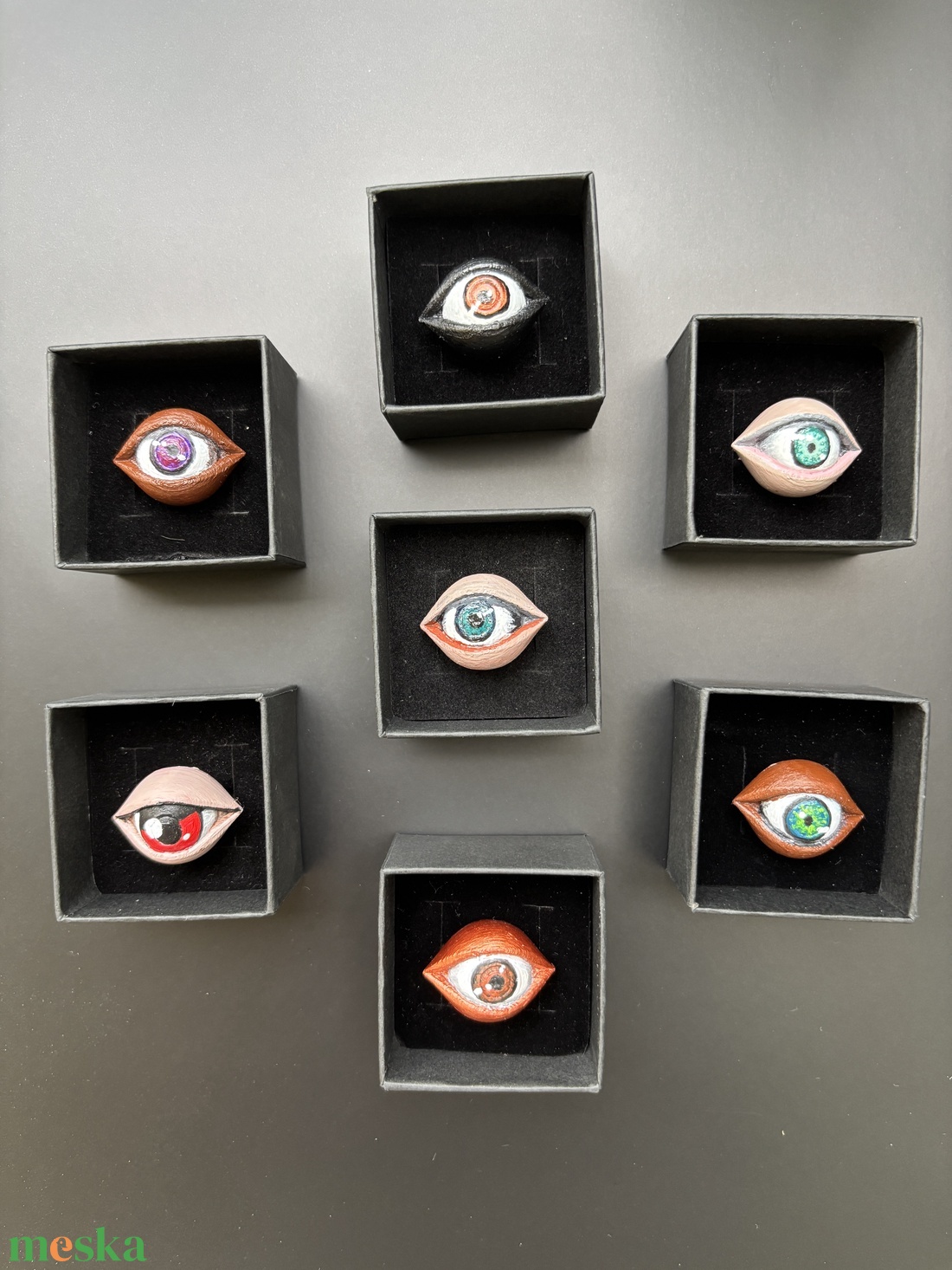 Egyedi, festett szem gyűrű - ékszer - gyűrű - figurális gyűrű - Meska.hu