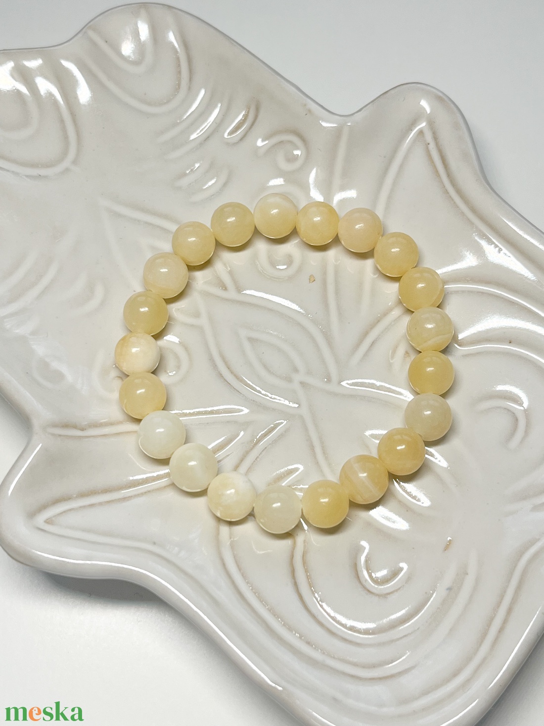 Narancs kalcit ásvány karkötő - ékszer - karkötő - ásványkarkötő - Meska.hu