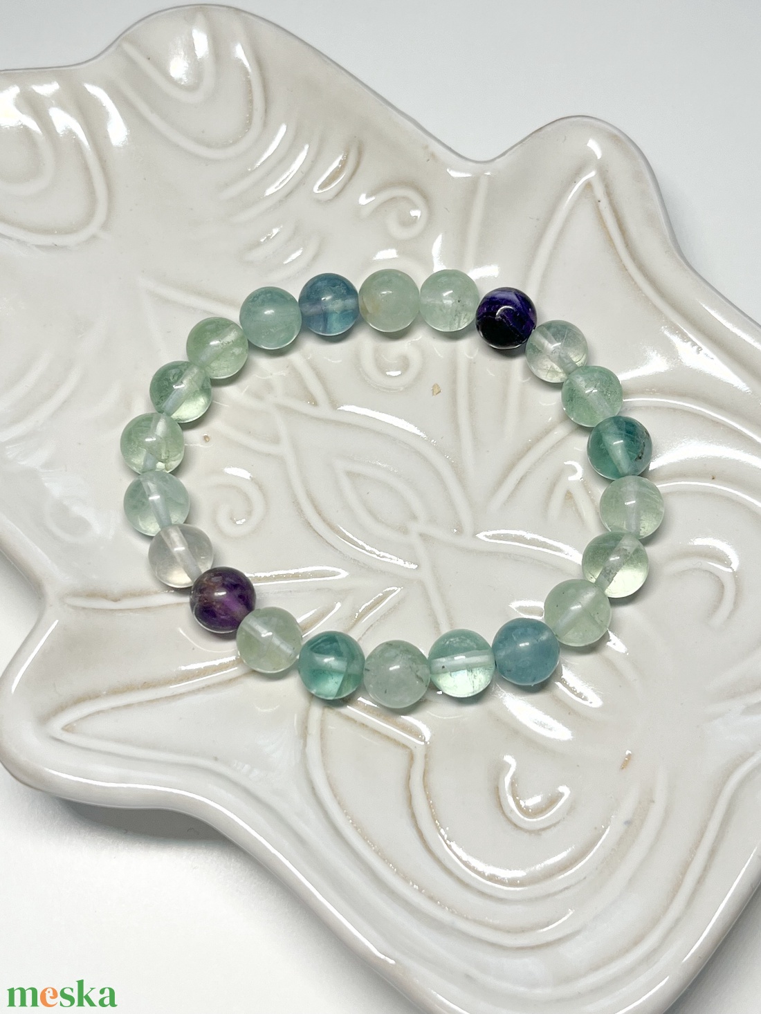 Szivárvány fluorit ásvány karkötő - ékszer - karkötő - ásványkarkötő - Meska.hu