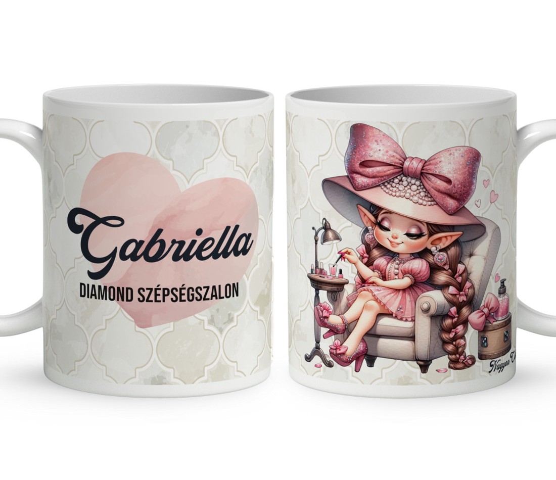 Névvel kérhető - Szépséges Körmös manólány mintás bögre - otthon & életmód - konyhafelszerelés, tálalás - tálalás - bögre & csésze - Meska.hu