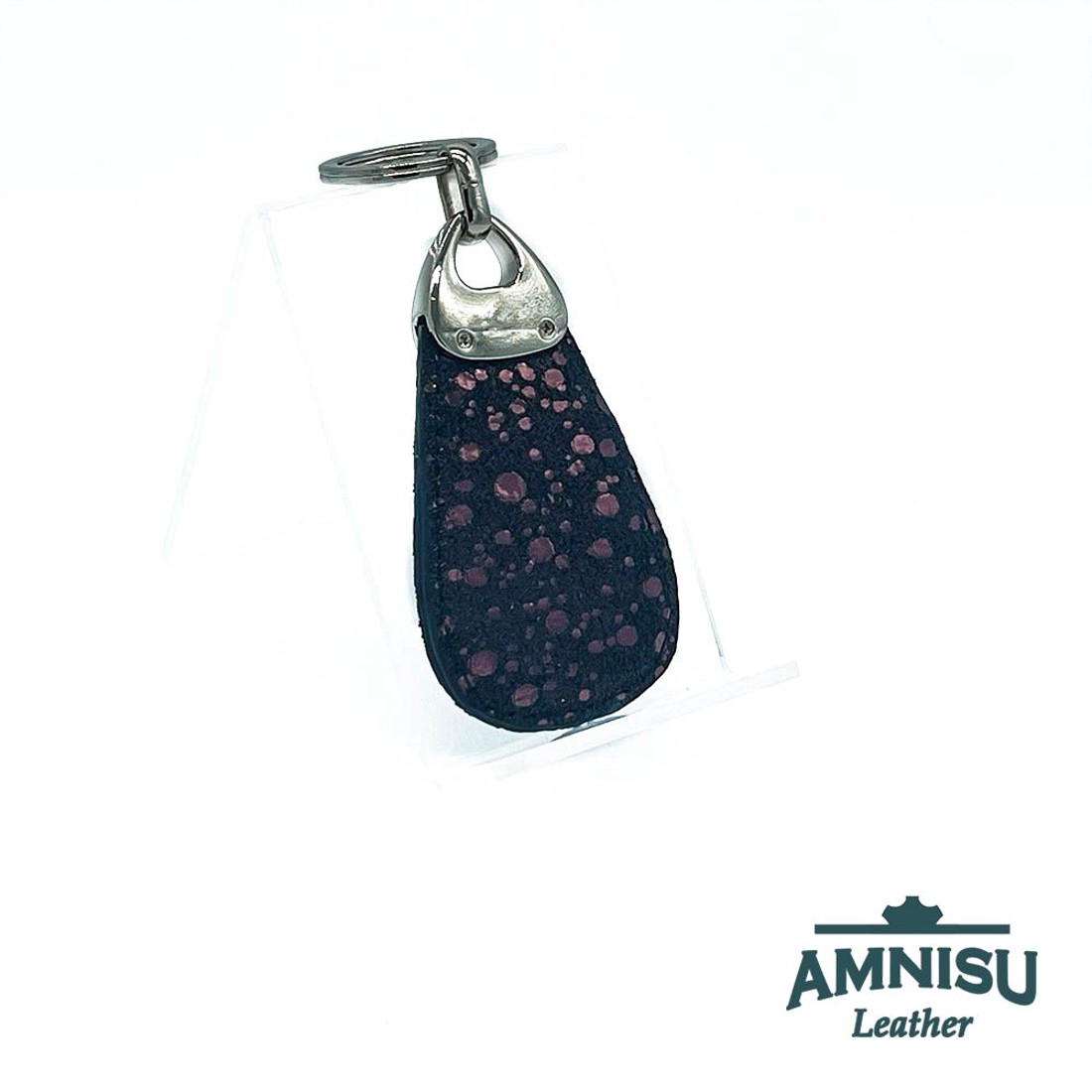 Metál lila pöttyös mintás csepp alakú kristály köves kulcstartó H4027 -  - Meska.hu