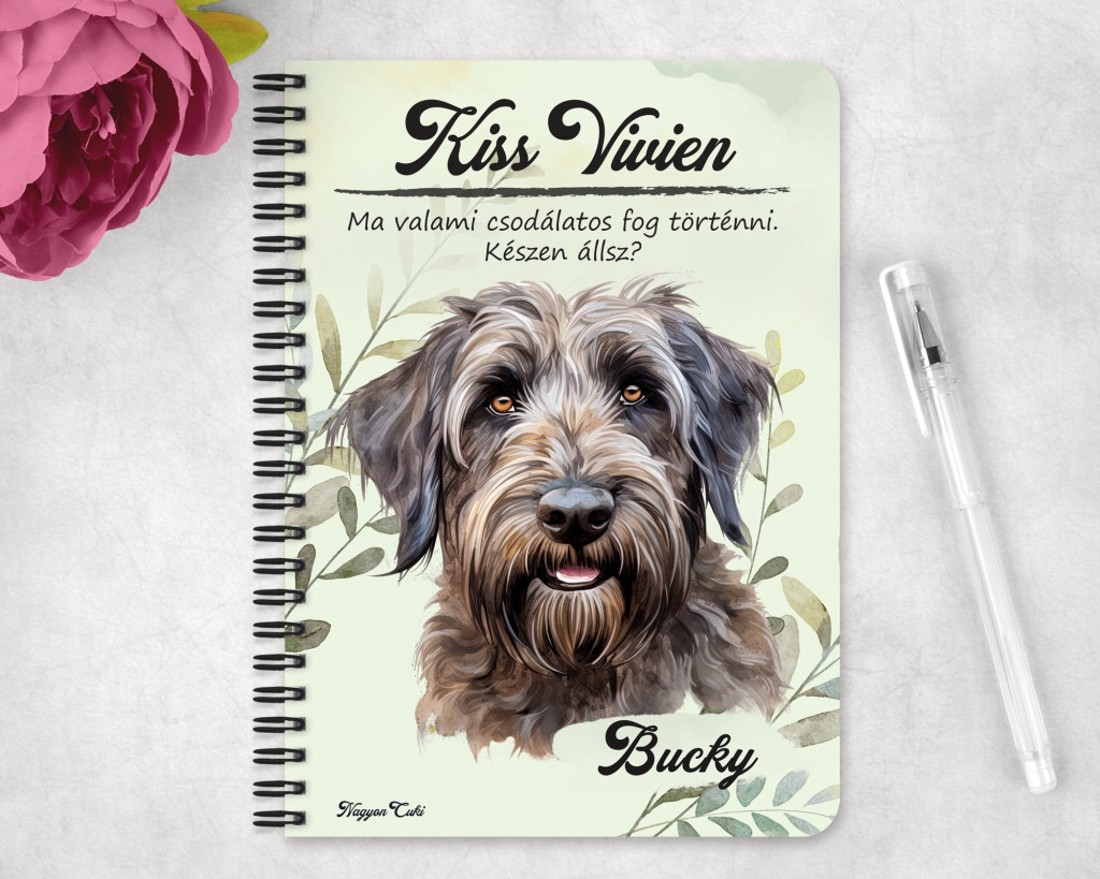 Személyre szabható - Briard kutya portré mintás A6-os füzet - otthon & életmód - papír, írószer - jegyzetfüzet & napló - Meska.hu
