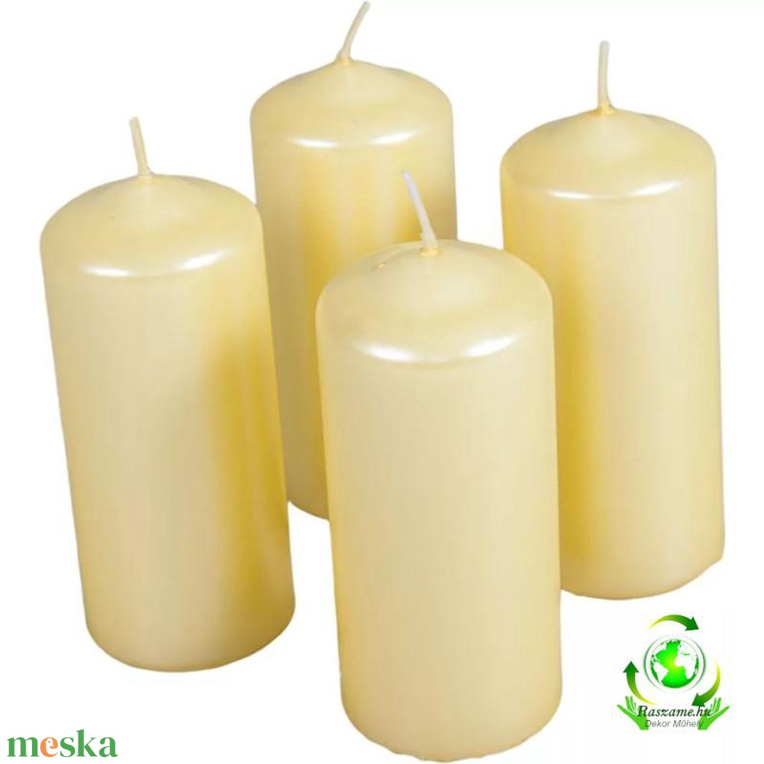 Metál henger gyertya szett 50x120mm - krém - kellékek & szerszámok - dekorációs kellékek - dekorációs gyertya - Meska.hu