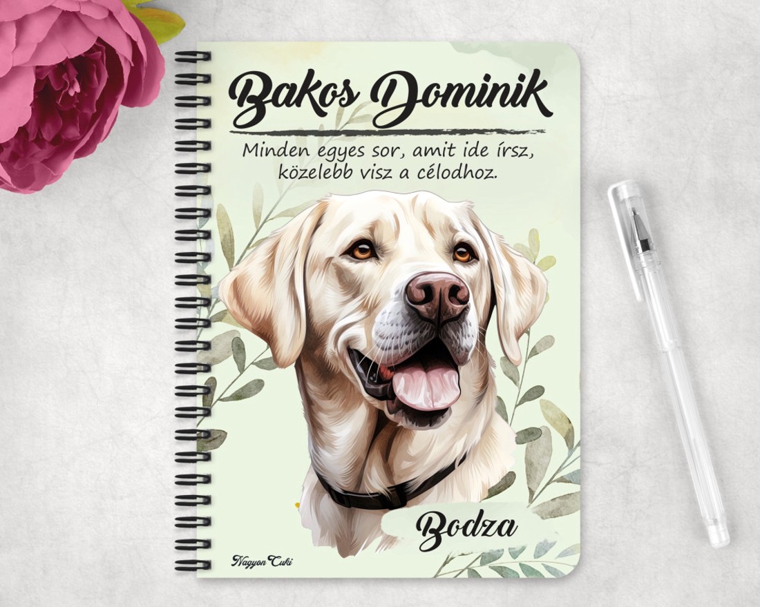Személyre szabható - Fehér labrador portré mintás A6-os füzet - otthon & életmód - papír, írószer - jegyzetfüzet & napló - Meska.hu