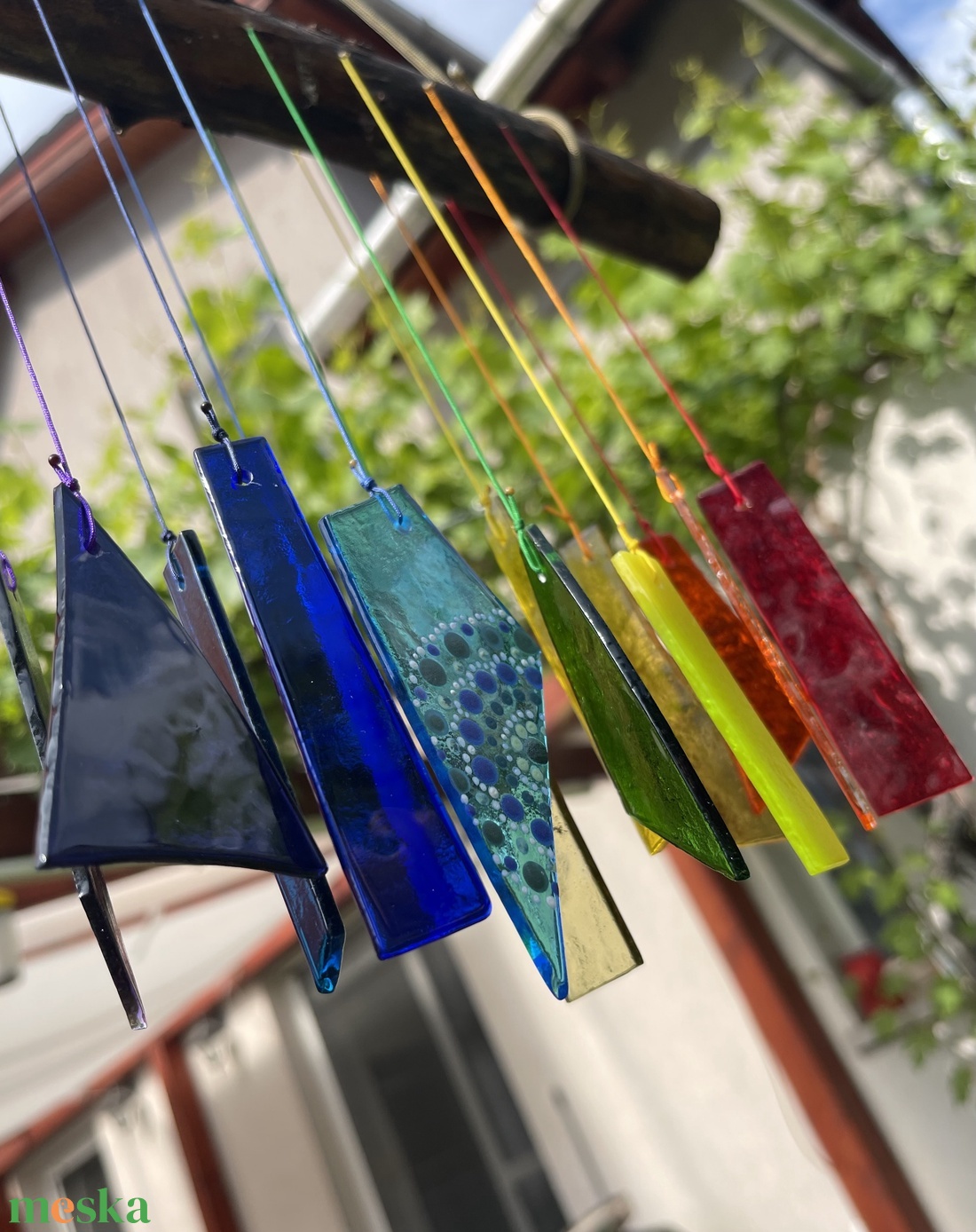 Üveg  csakra szélcsengő  - otthon & életmód - dekoráció - fali és függő dekoráció - függődísz - Meska.hu