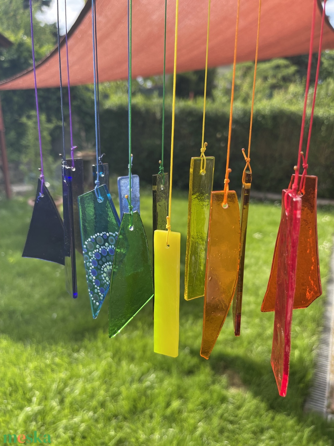 Üveg  csakra szélcsengő  - otthon & életmód - dekoráció - fali és függő dekoráció - függődísz - Meska.hu