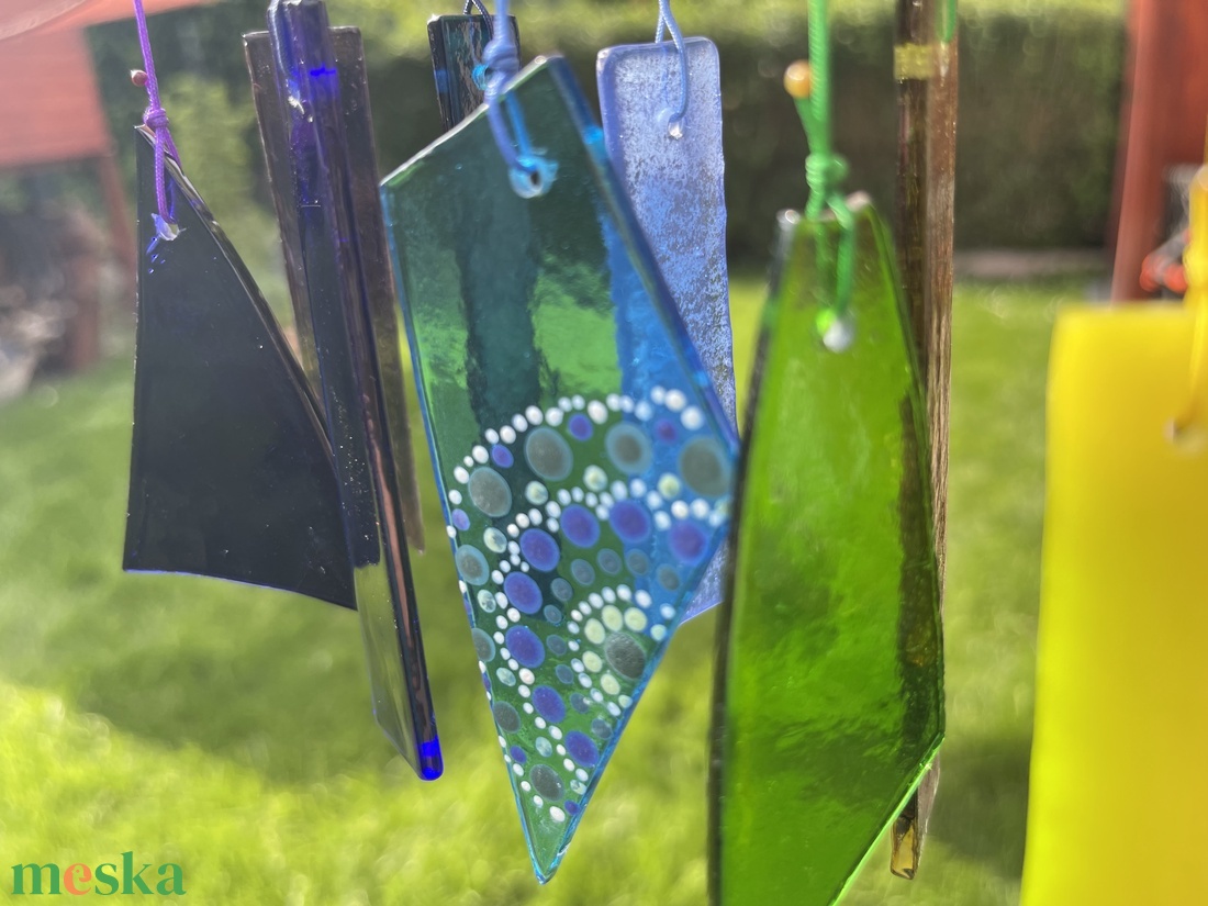 Üveg  csakra szélcsengő  - otthon & életmód - dekoráció - fali és függő dekoráció - függődísz - Meska.hu