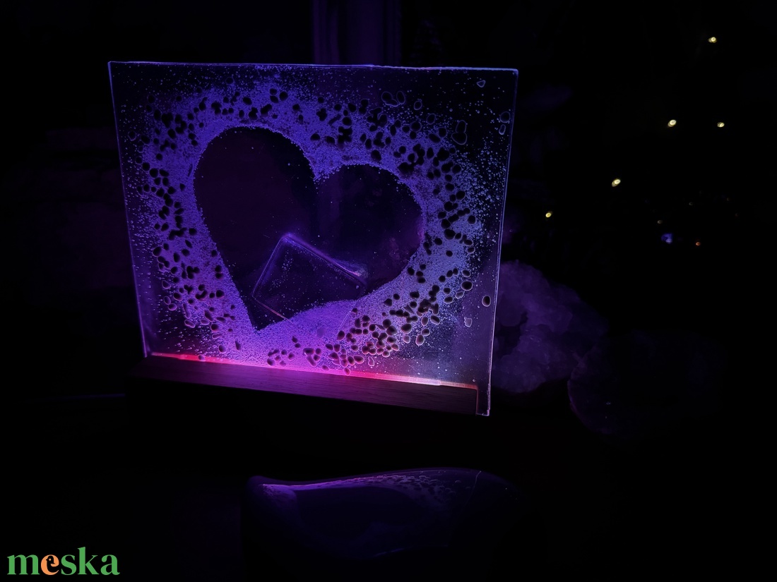 Világító üvegdísz Valentin napra..  - otthon & életmód - dekoráció - asztal és polc dekoráció - díszüveg - Meska.hu