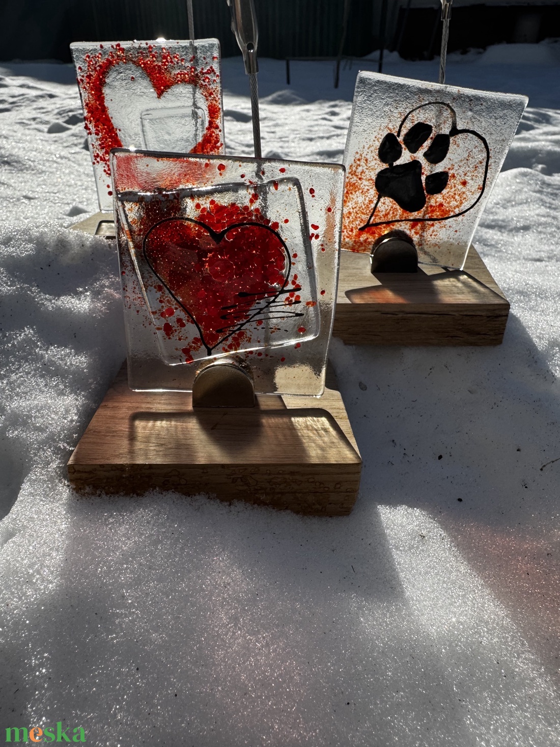 Valentin napi, Szeretet fényképtartó üveg szívvel, tappanccsal - otthon & életmód - dekoráció - asztal és polc dekoráció - díszüveg - Meska.hu