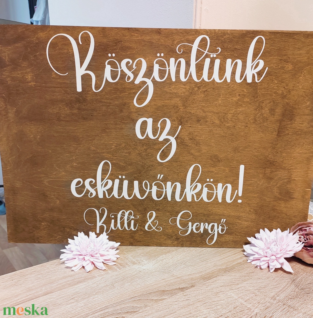 Fa tábla- felirattal, esküvőre, köszönő tábla - esküvő - dekoráció - tábla & jelzés - Meska.hu