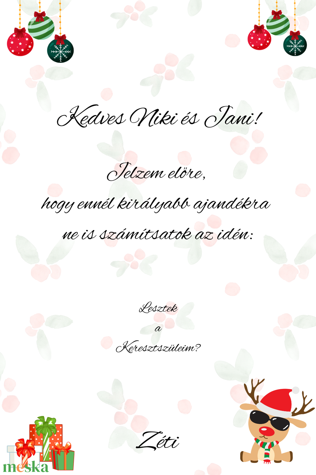 Keresztszülő felkérő box - karácsonyi - karácsony - karácsonyi lakásdekoráció - karácsonyfadíszek - Meska.hu