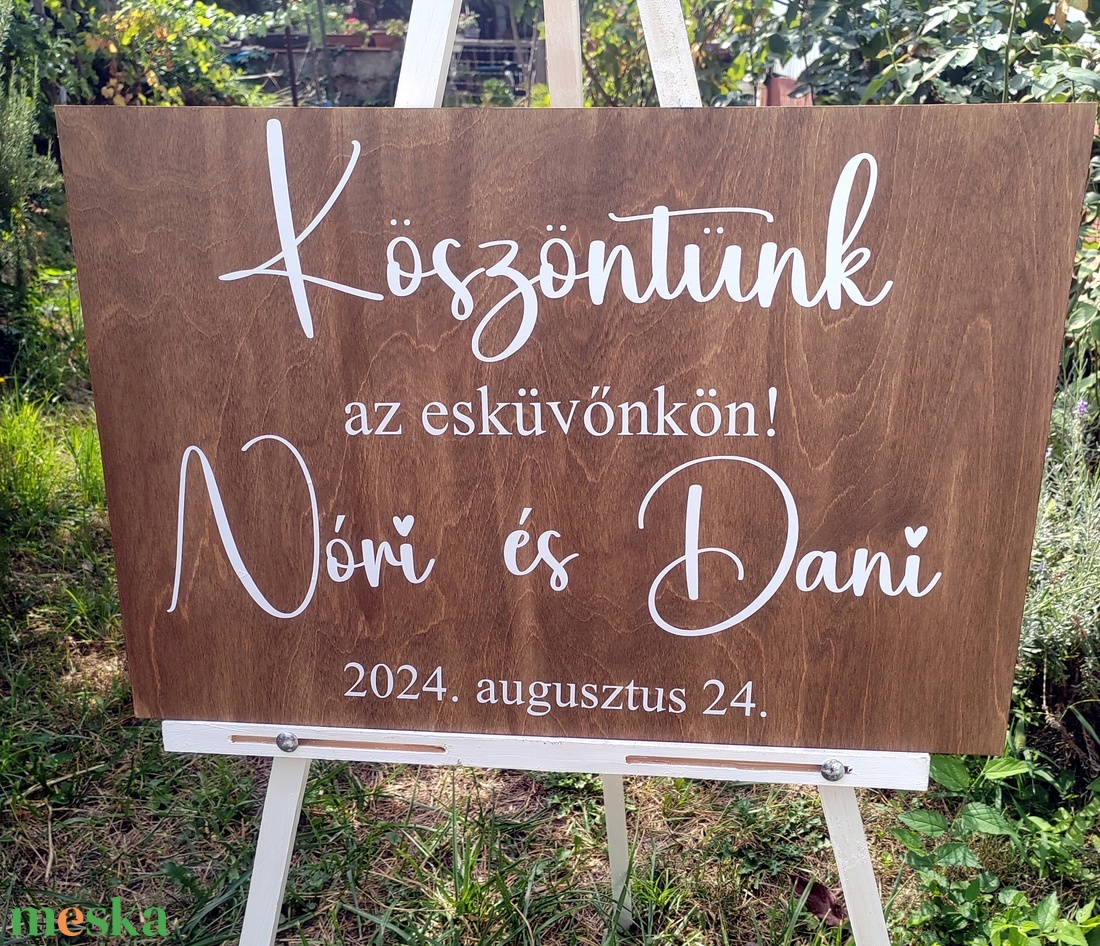 Köszöntünk az esküvőnkön - tábla 60x40cm - esküvő - dekoráció - tábla & jelzés - Meska.hu Köszöntünk az esküvőnkön - tábla 60x40cm - esküvő - dekoráció - tábla & jelzés - Meska.hu