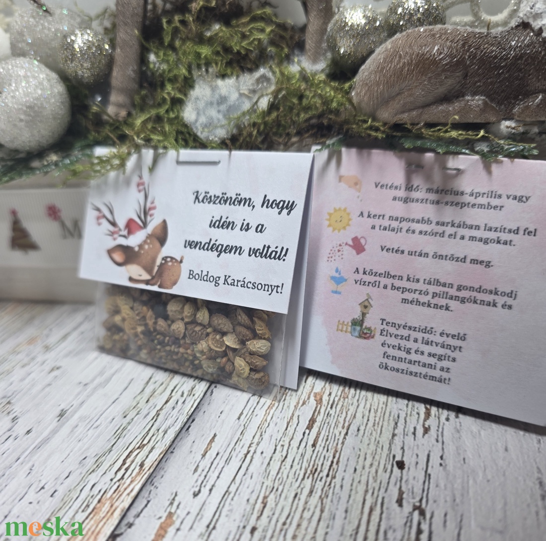 Karácsonyi ajándék virágmagok - karácsony - karácsonyi ajándékozás - karácsonyi képeslap, üdvözlőlap, ajándékkísérő - Meska.hu