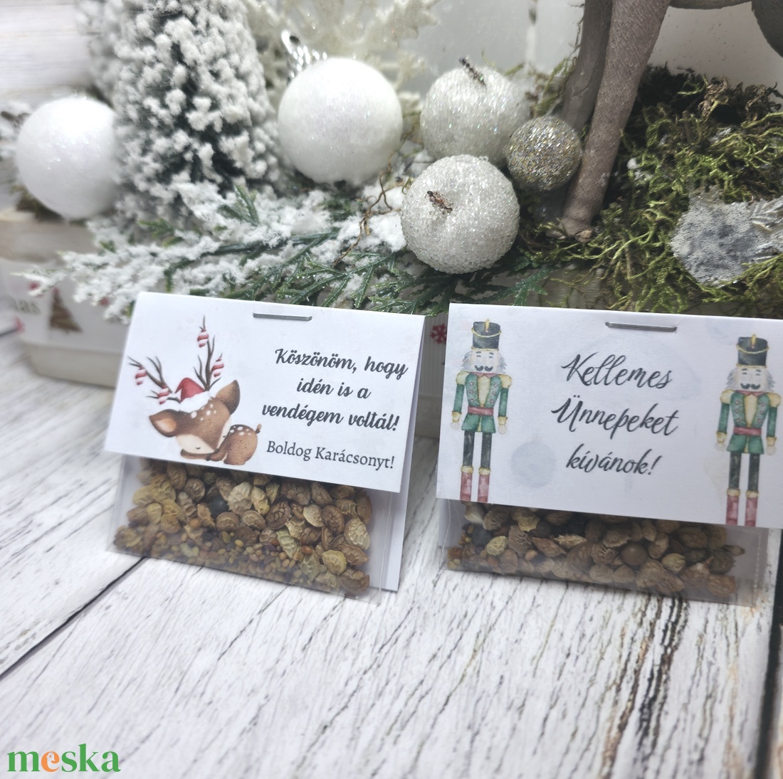 Karácsonyi ajándék virágmagok - karácsony - karácsonyi ajándékozás - karácsonyi képeslap, üdvözlőlap, ajándékkísérő - Meska.hu