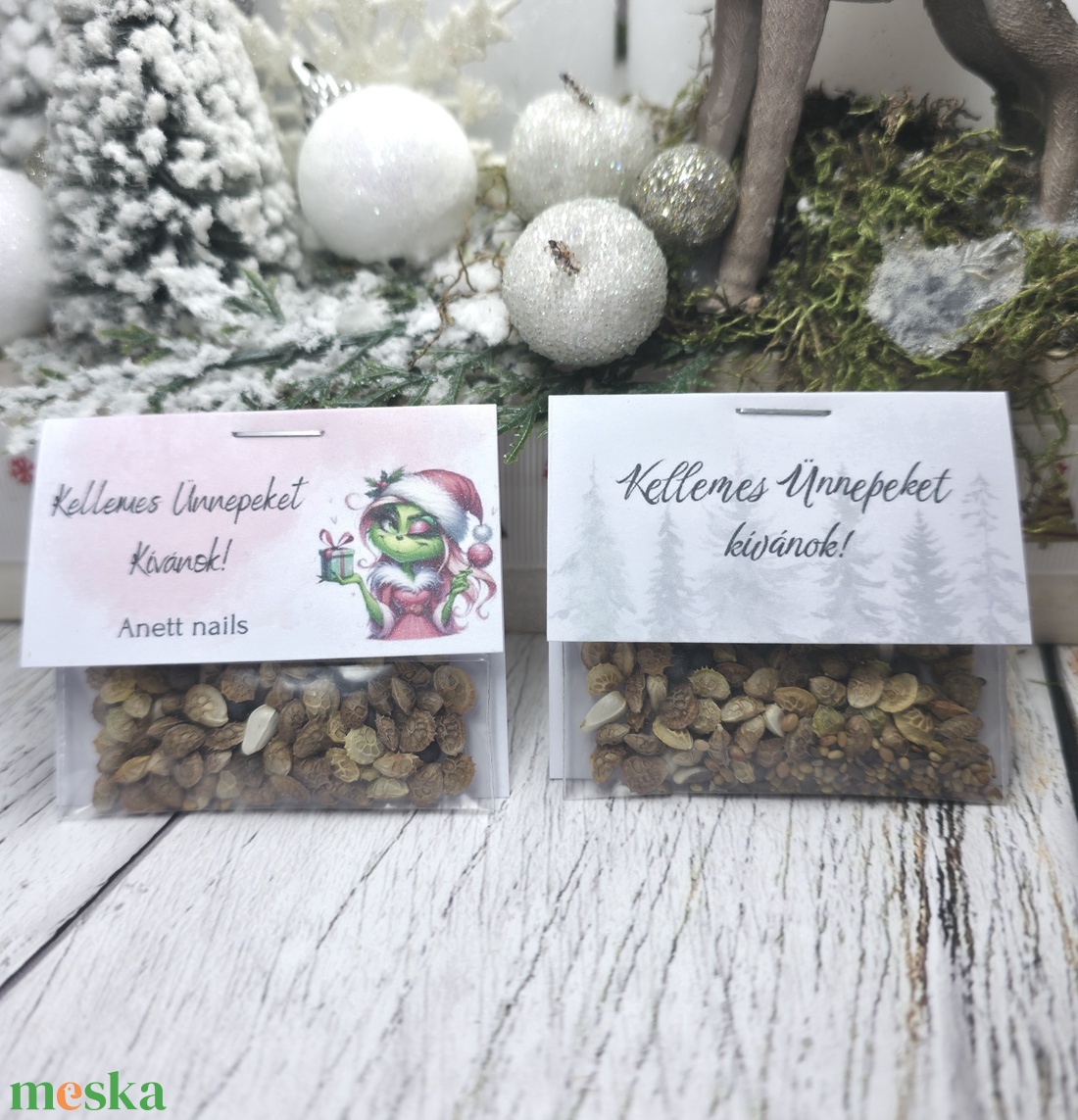 Karácsonyi ajándék virágmagok - karácsony - karácsonyi ajándékozás - karácsonyi képeslap, üdvözlőlap, ajándékkísérő - Meska.hu